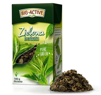BIG-ACTIVE herbata ZIELONA PURE GREEN liściasta 100G