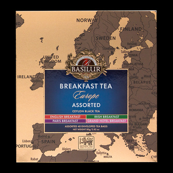 Basilur BREAKFAST TEA EUROPE zestaw herbat 4 SMAKI na PREZENT - 40 torebek