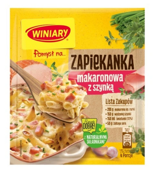 WINIARY POMYSŁ NA zapiekankę makaronową z szynką 35g zapiekany makaron