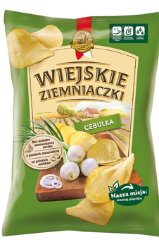 WIEJSKIE ZIEMNIACZKI CHIPSY O SMAKU CEBULKI CEBULOWE 130G LORENZ