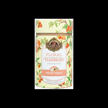 Basilur VELVET PEACH herbata zielona BRZOSKWINIA - 75 g liść WIOSENNA TUBA