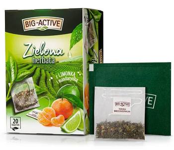BIG ACTIVE herbata zielona Z LIMONKĄ I MANDARYNKĄ 20 kopert